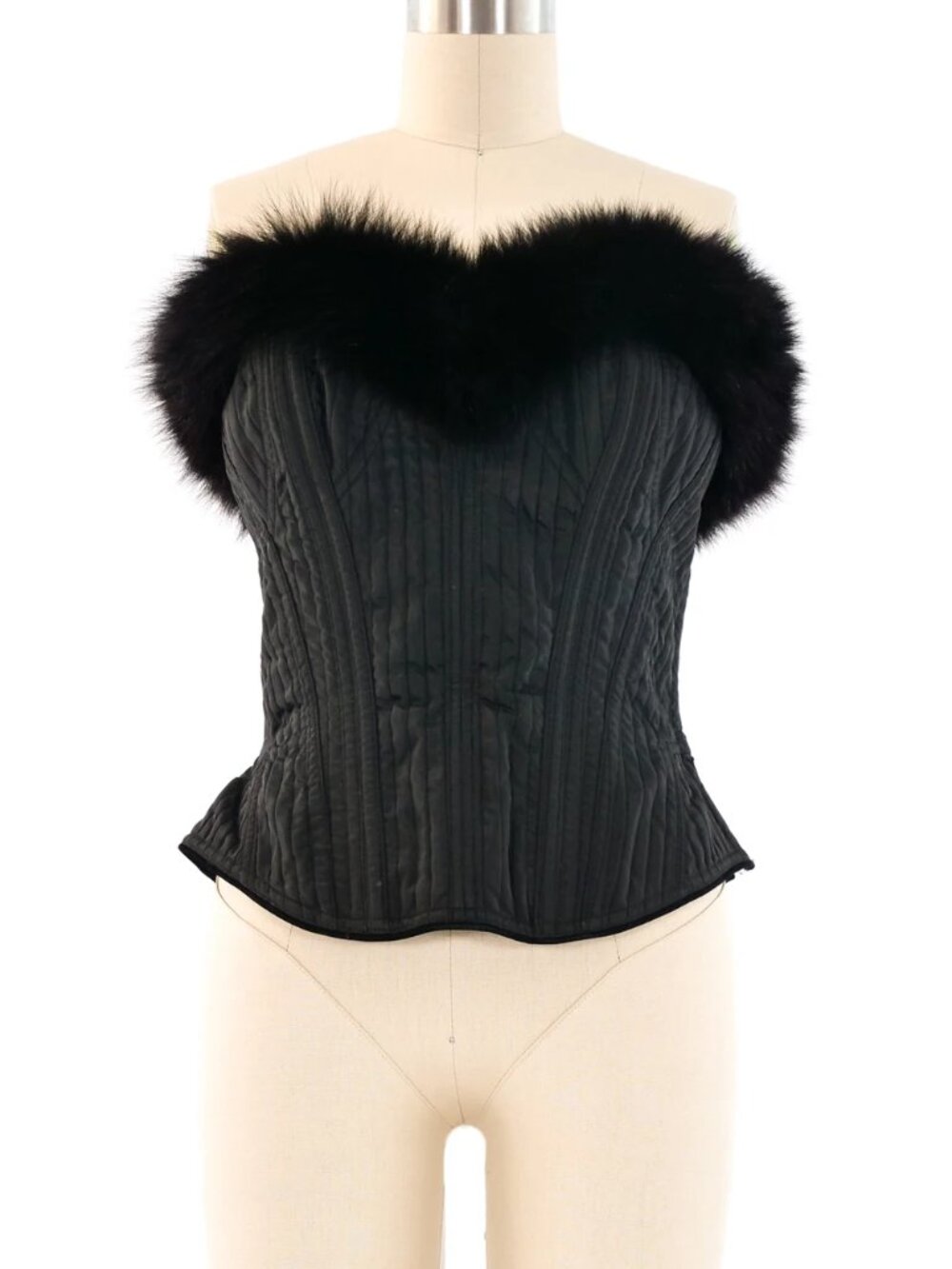 Cadolle Black Fox Fur Apres Ski Bustier Corset